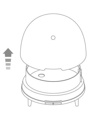 Infographic showing how to remove the diffuser lid.