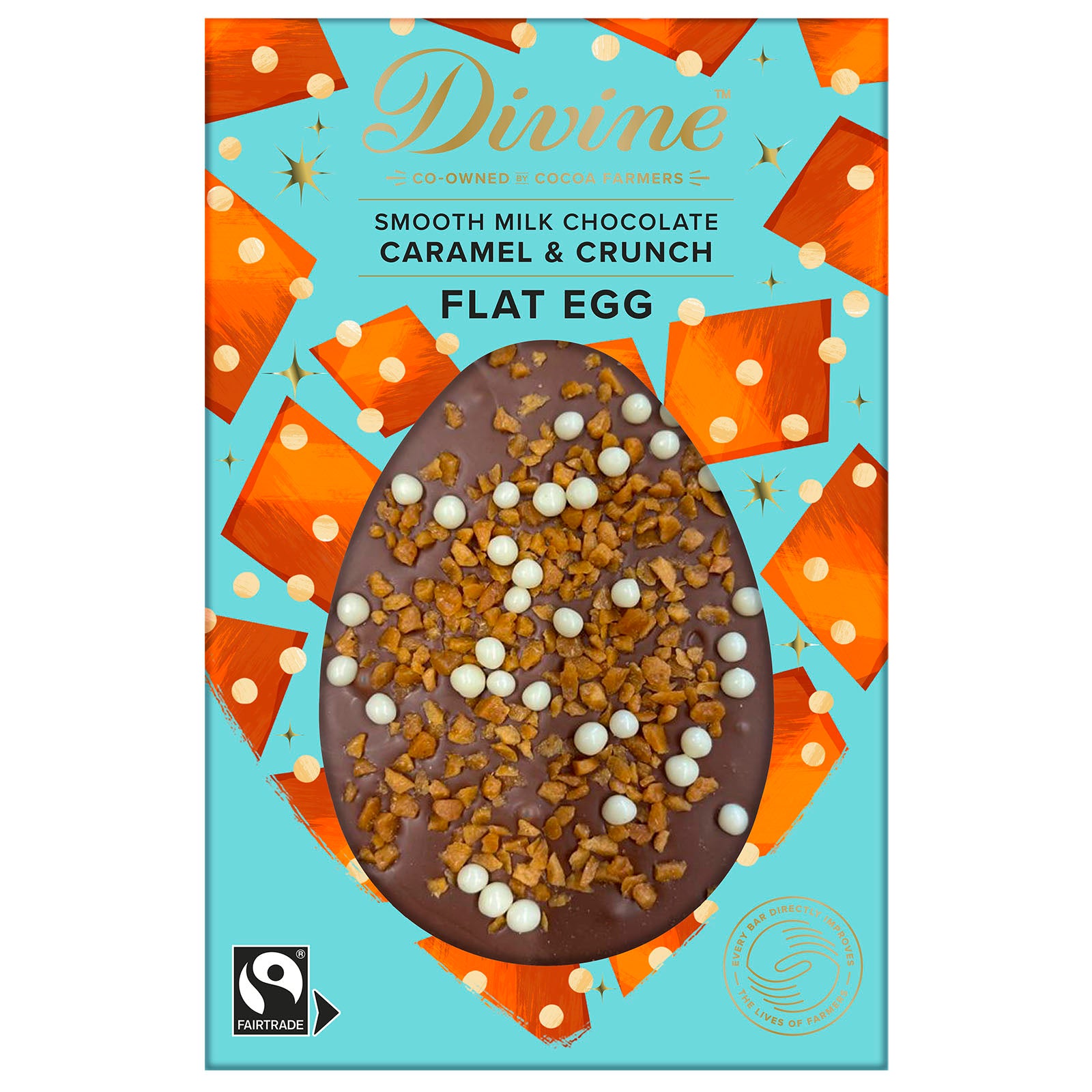 divine milk chocolate easter egg with caramel crunchy bits