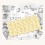 An unwrapped bar of the Divine White Chocolate Lemon Cheesecake Dessert Bar. 