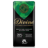 Divine Fairtrade 70% Dark Chocolate Bar with Mint Crisp 90g