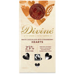 Divine Fairtrade White Chocolate Strawberry Hearts 80g