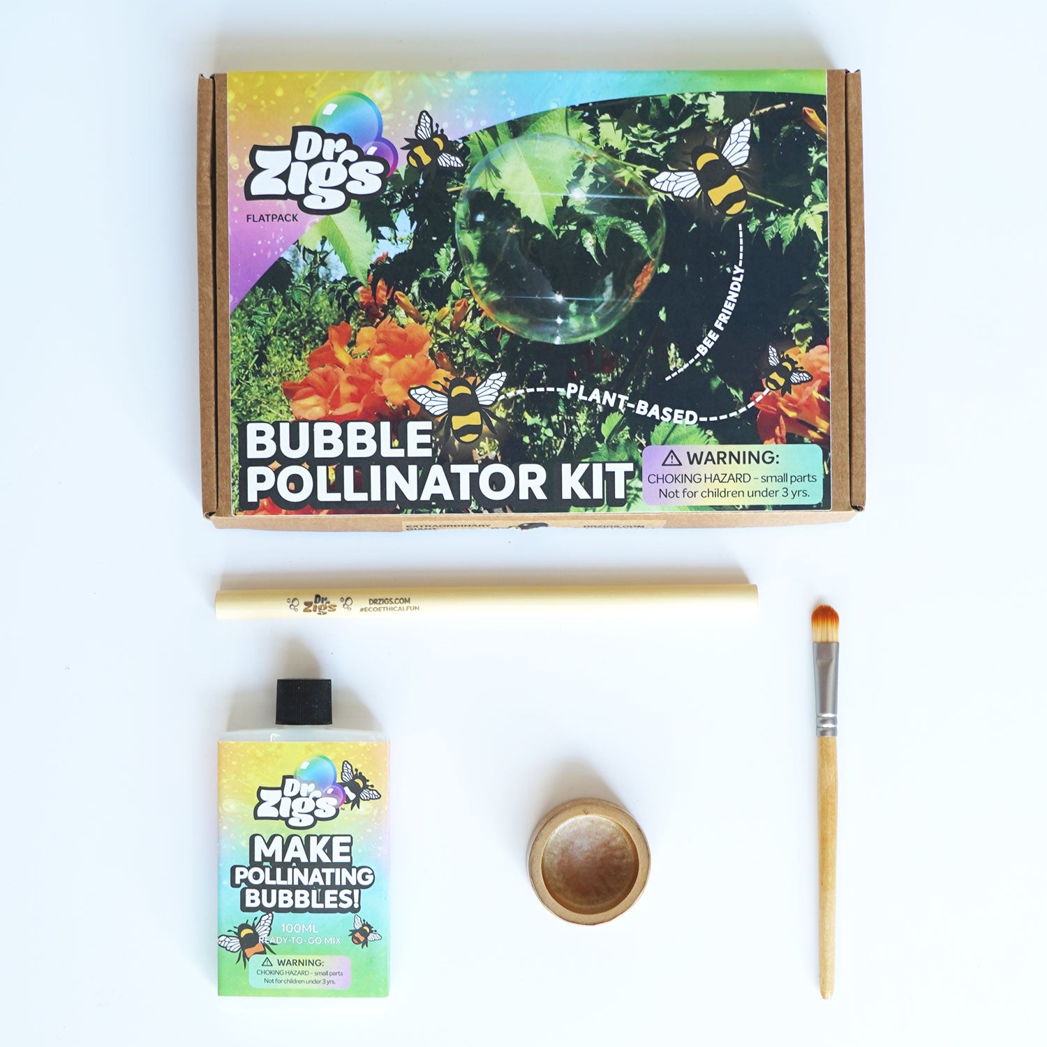 Dr Zigs Bubble Pollinator Kit with contents showing out of the box pictured on a plain background