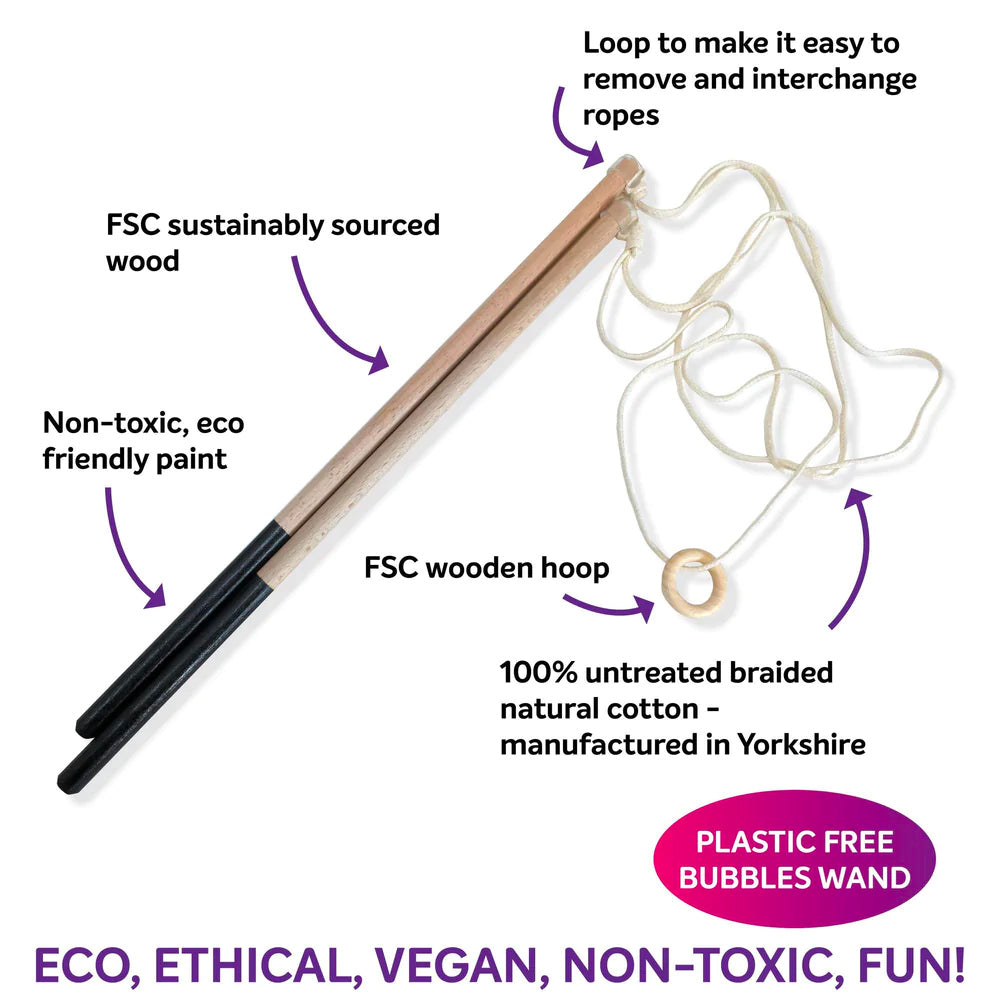 Infographic showing features of the Dr Zigs eco-friendly jumbo bubble kit on a white background