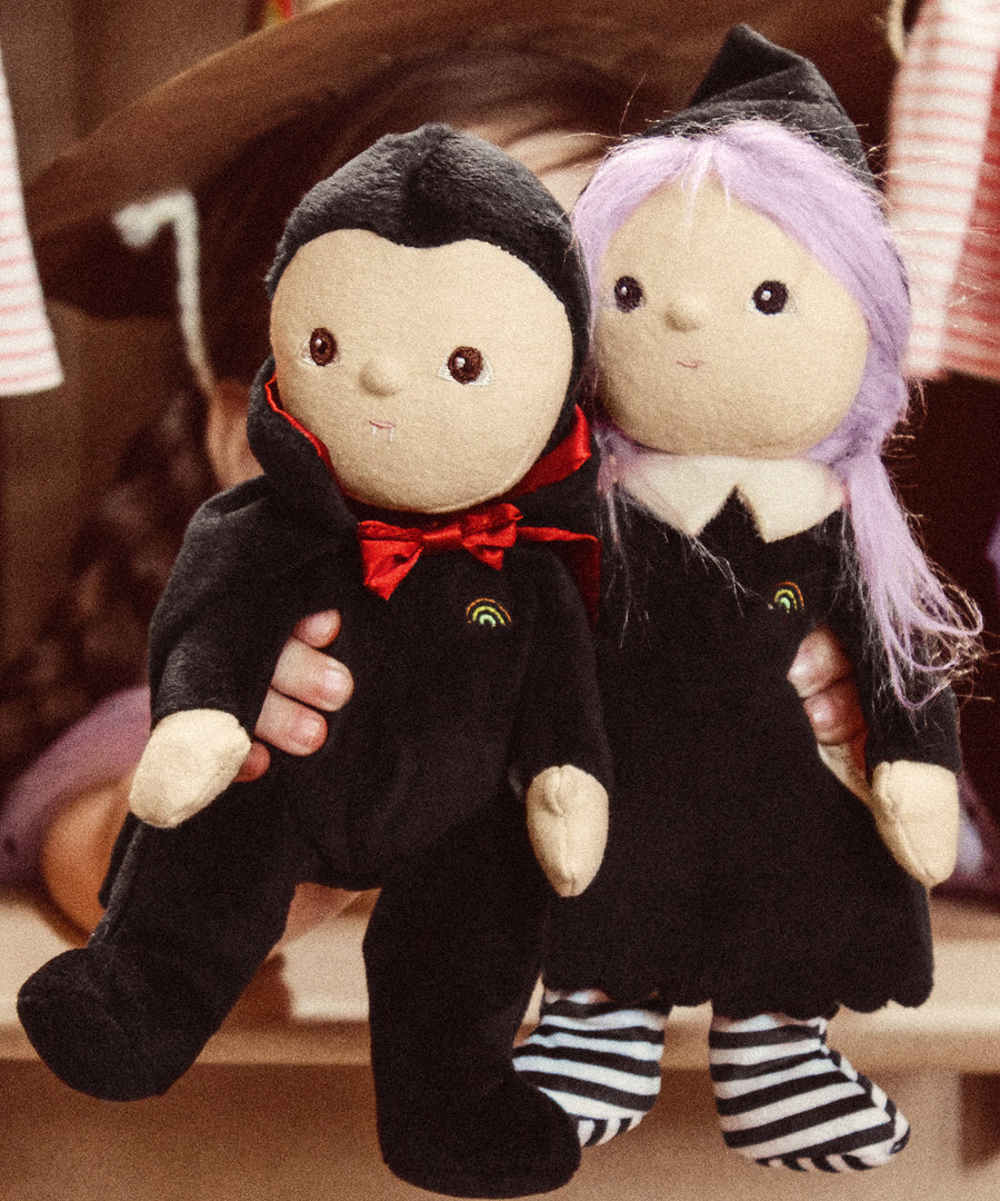 Olli Ella Dreadful Duo dinky dolls; Vincent Vampire and Willa Witch, held together