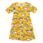 Duns Puffin Lemon Chrome Short Sleeve Skater Dress