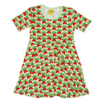 Duns Radish Paradise Green Short Sleeve Skater Dress