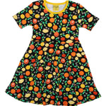 Duns Citrus Black Short Sleeve Skater Dress