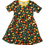 Duns Citrus Black Short Sleeve Skater Dress