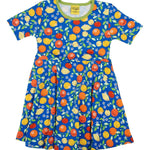 Duns Citrus Blue Short Sleeve Skater Dress