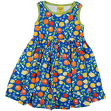 Duns Citrus Blue Sleeveless Gather Skirt Dress