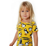 Duns Puffin Lemon Chrome Short Sleeve Skater Dress