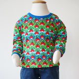 Duns Long Sleeve Top - Blue/Green Radish Stripe