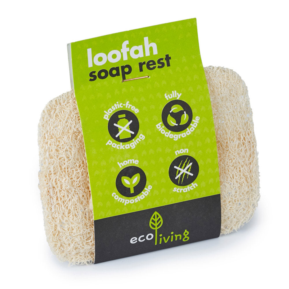 Eco Living eco-friendly reusable loofah soap bar pad on a white background