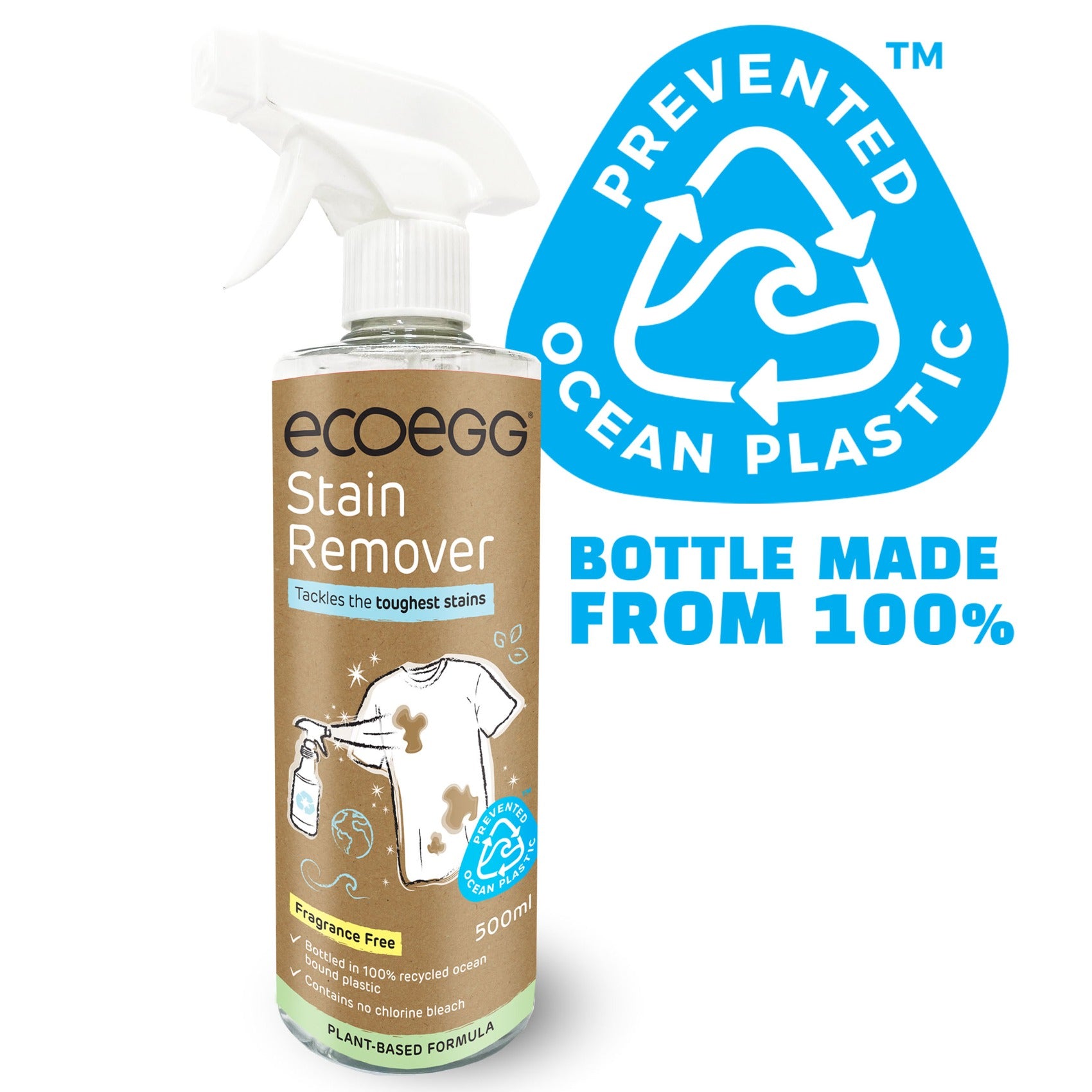 Picture of the Ecoegg Stain Remover spray bottle with a recycle logo