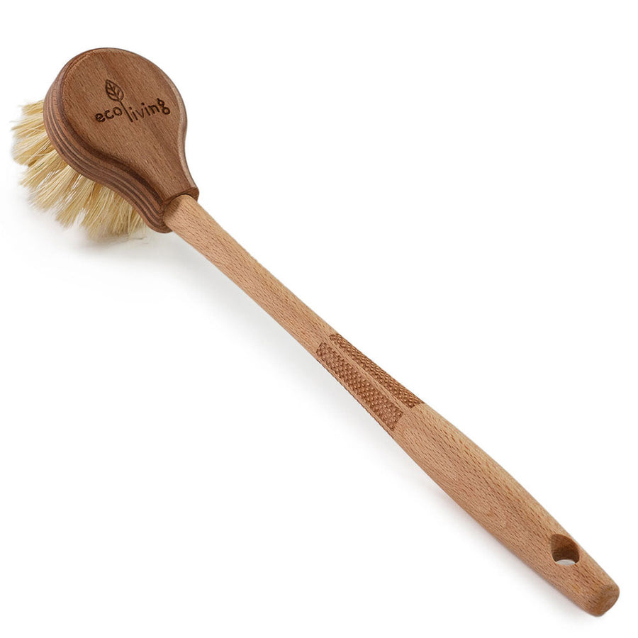 Ecoliving Long Handle Wooden Dish Brush pictured on a plain white background