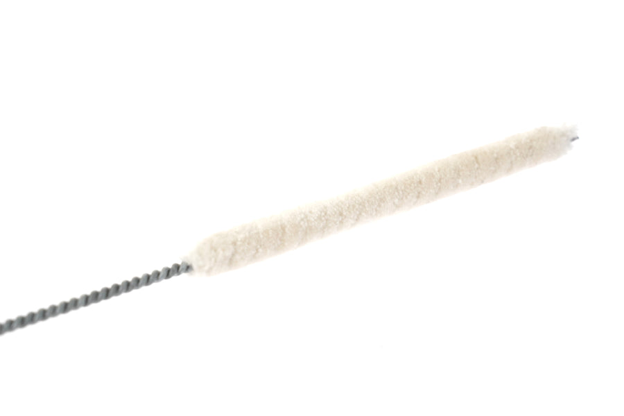 Close up of the soft cotton head on the Ecoliving reusable plastic-free straw cleaner on a white background