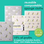 Ecoliving 4 Compostable Sponge Cleaning Cloths - Wildlife Rescue