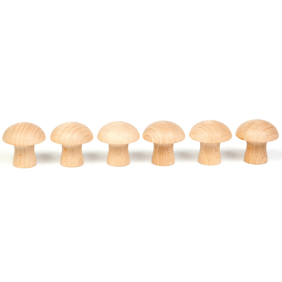 Grapat Loose Parts 6 Natural Wooden Mushrooms