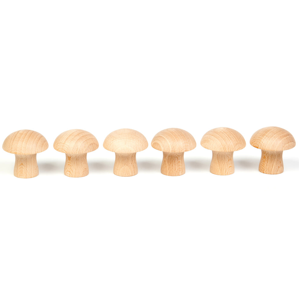 Grapat Loose Parts 6 Natural Wooden Mushrooms