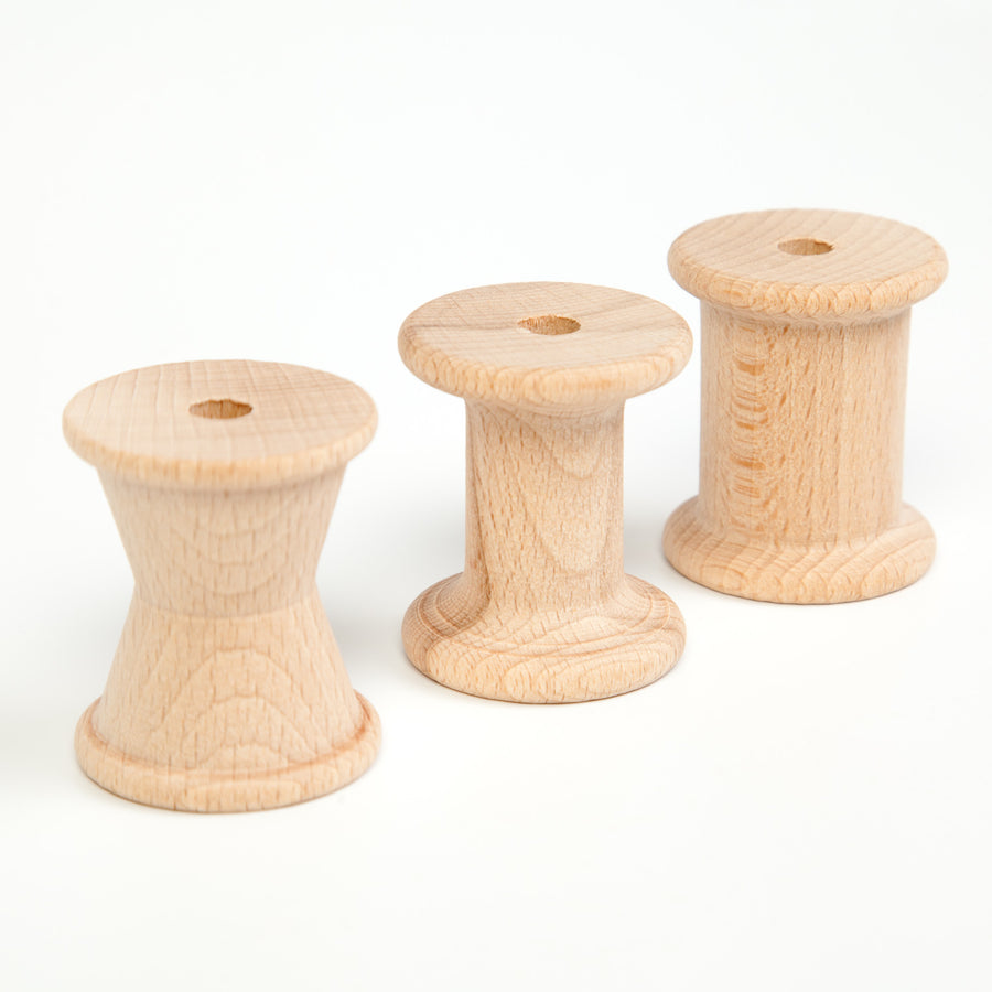 Grapat Loose Parts 3 Natural Wooden Spools Reels Bobbins