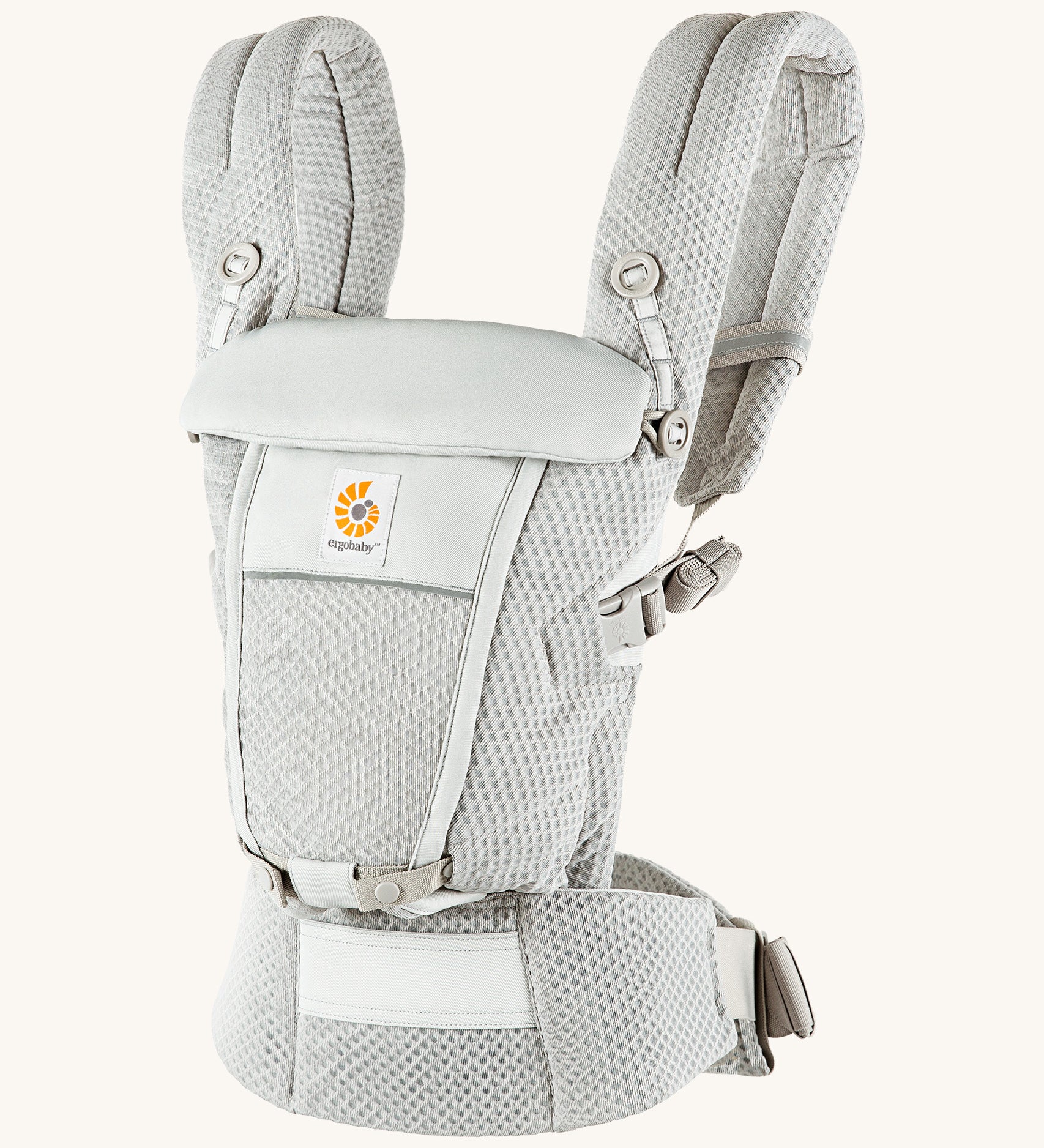 Ergobaby Adapt  SoftFlex™ Mesh Baby Carrier in Pearl Grey. Side view. 