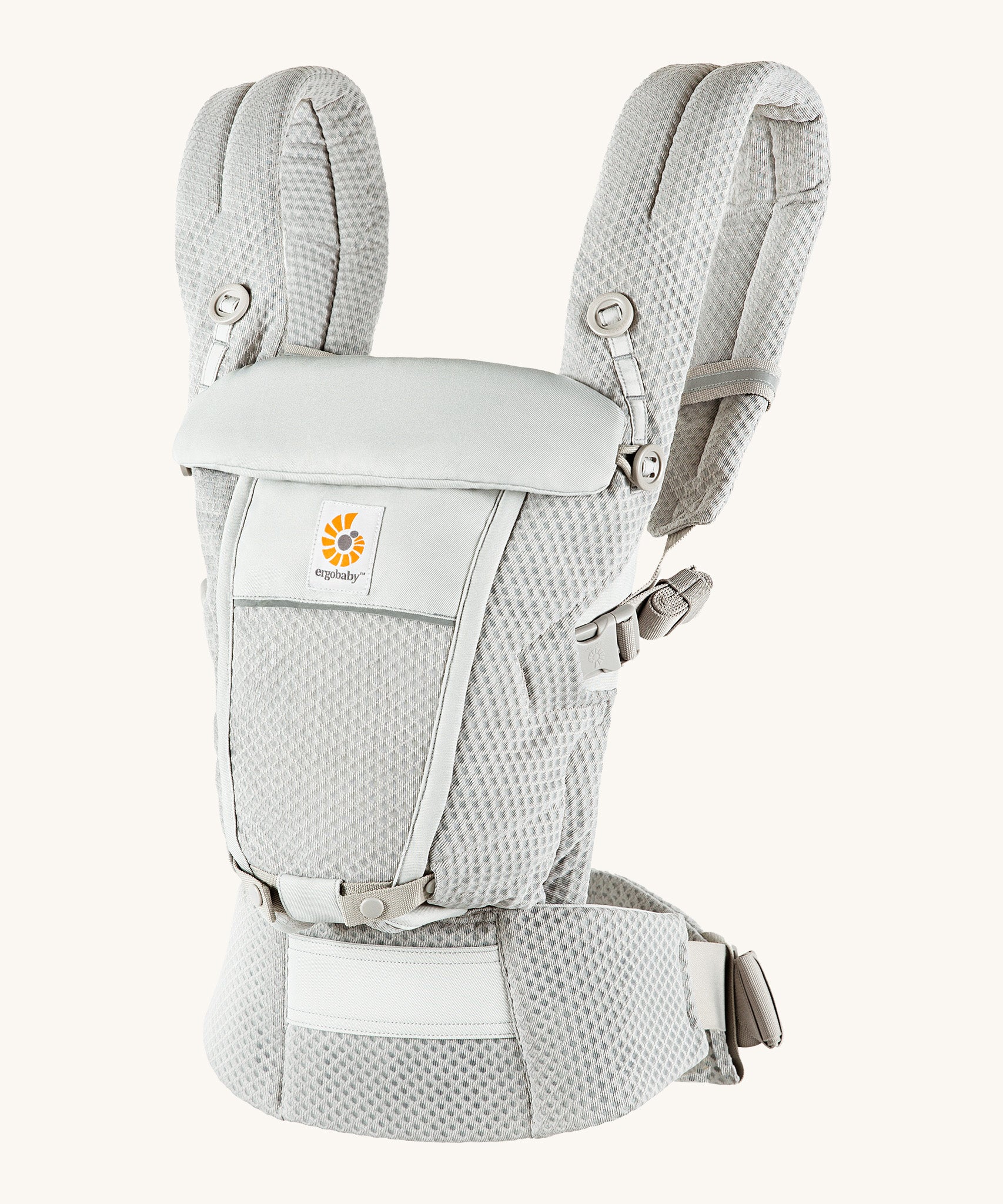 Ergobaby Adapt  SoftFlex™ Mesh Baby Carrier in Pearl Grey. Side view. 