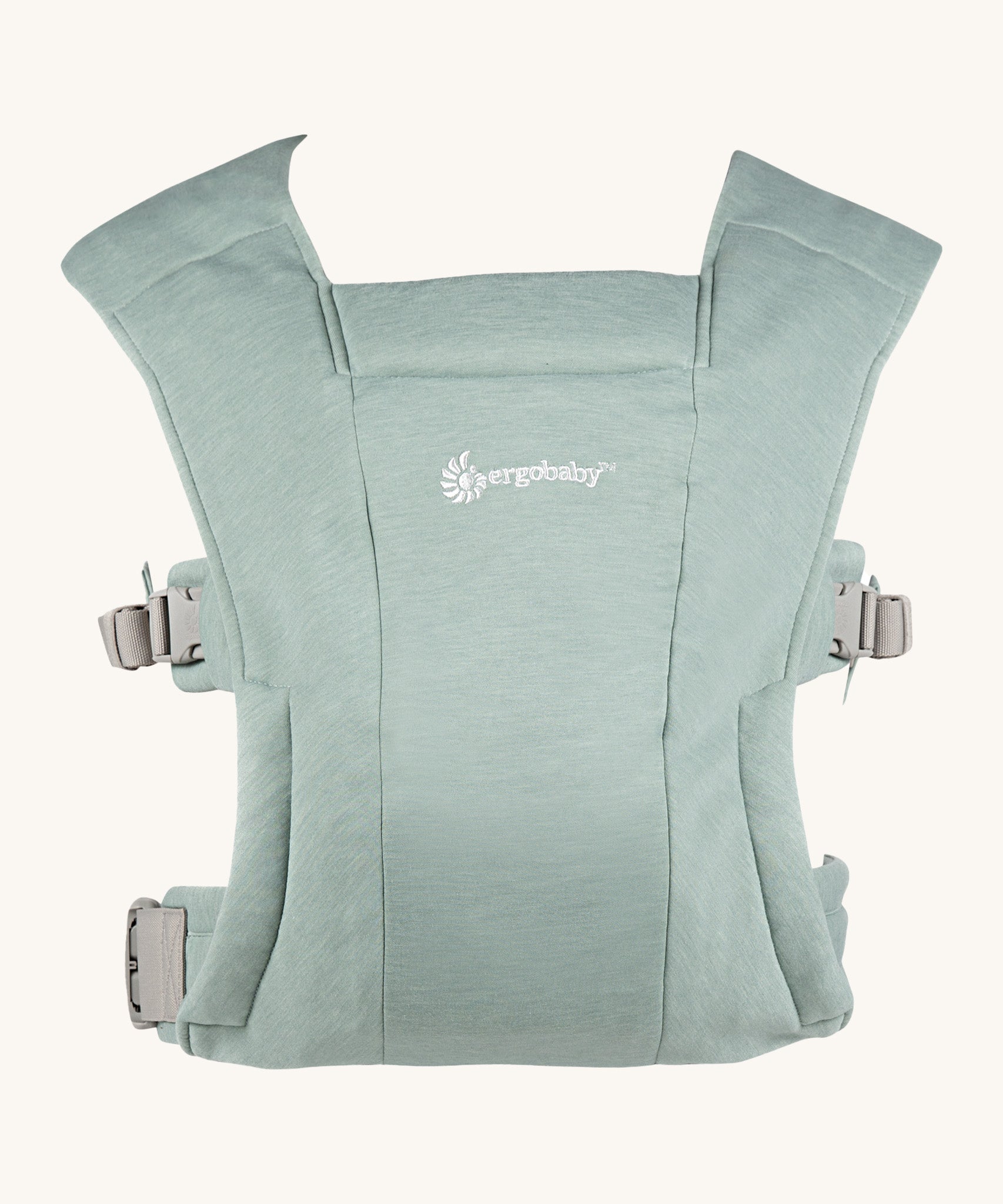 Ergobaby Embrace Soft Knit Newborn Baby Carrier in Jade. Front view.