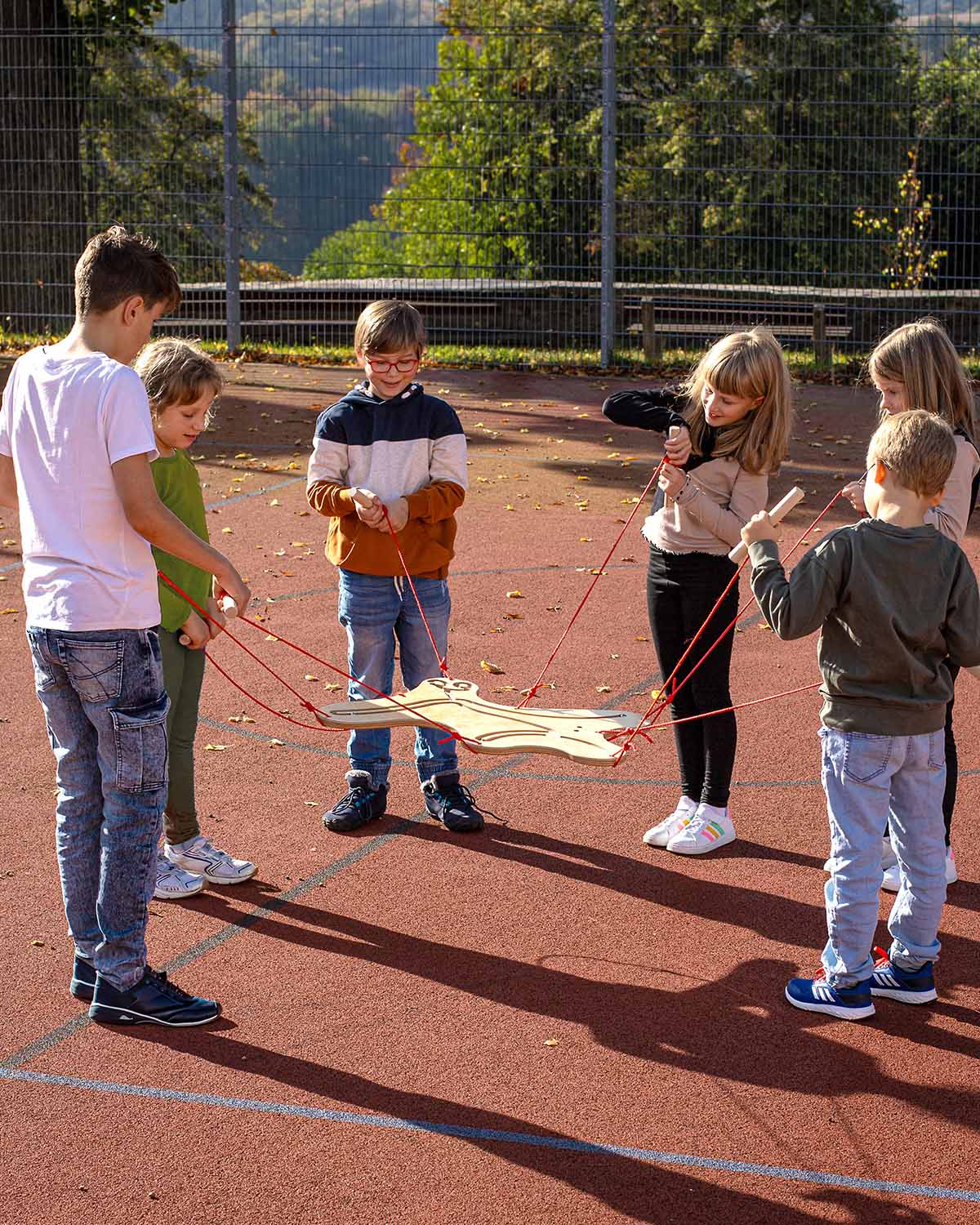 showing the wooden sitting/standing balancing board