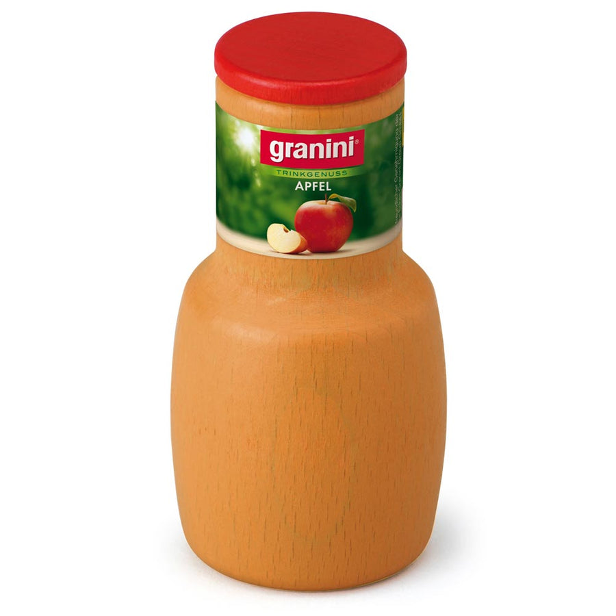 Erzi Granini Apple Juice Wooden Play Food on a plain background.