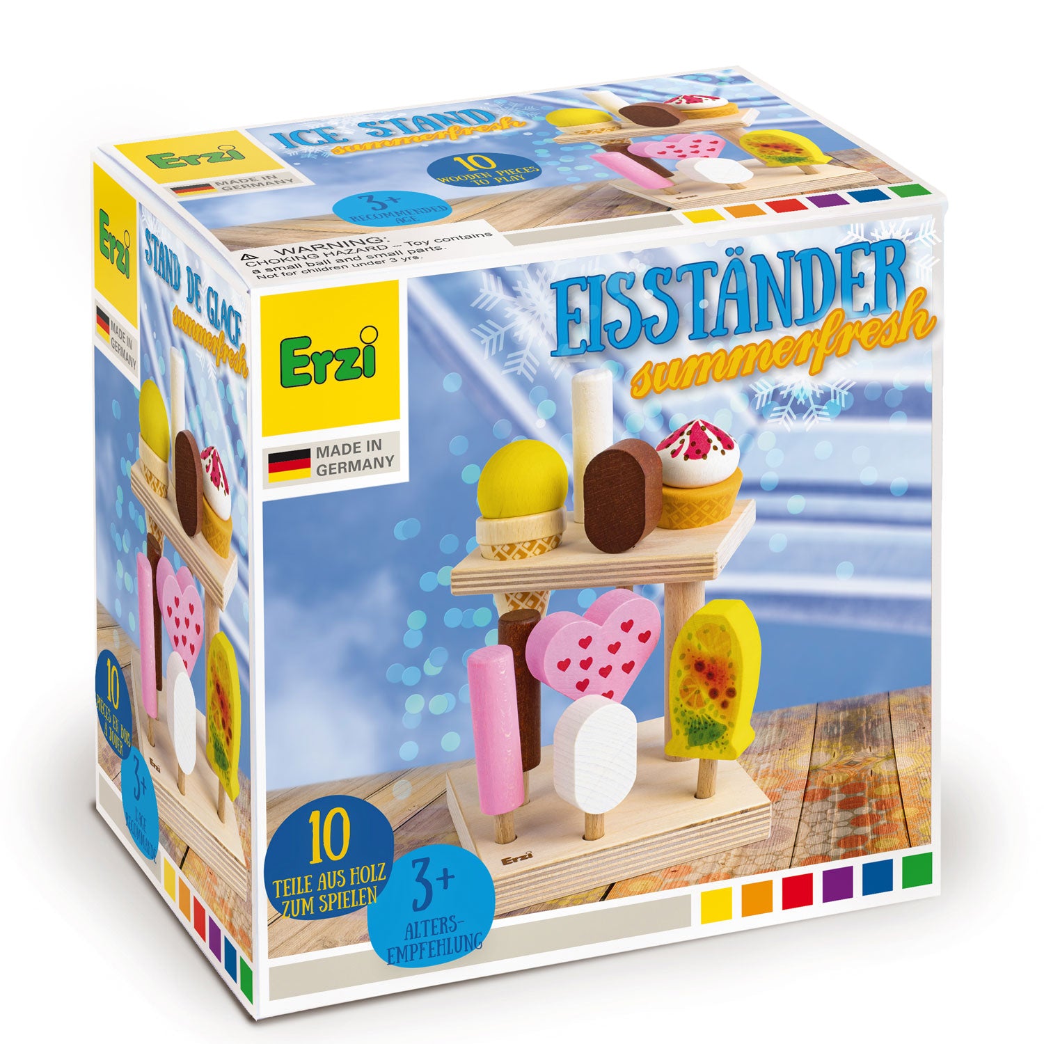 Erzi wooden Summerfresh play food Ice Cream Stand in the box pictured on a plain background