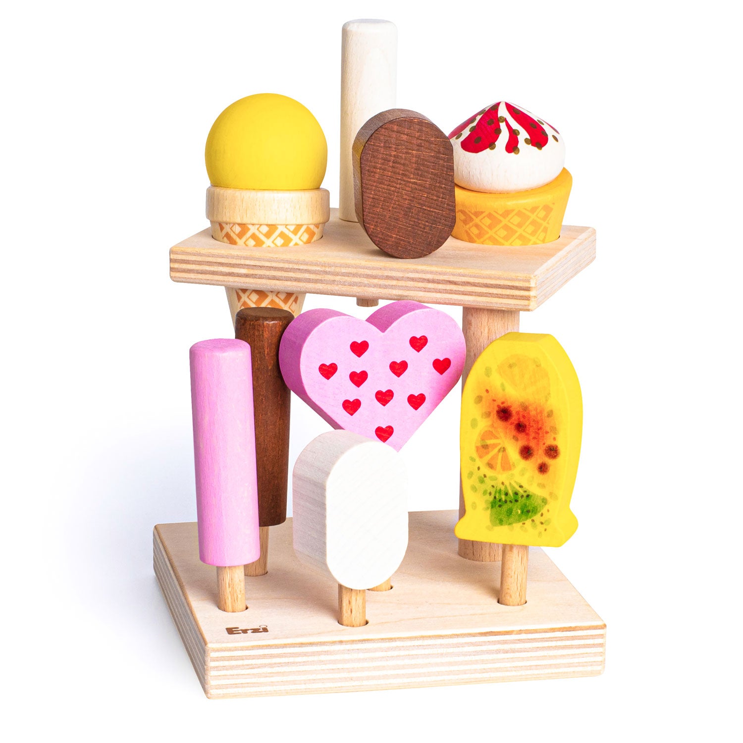 Erzi wooden Summerfresh play food Ice Cream Stand pictured on a plain background