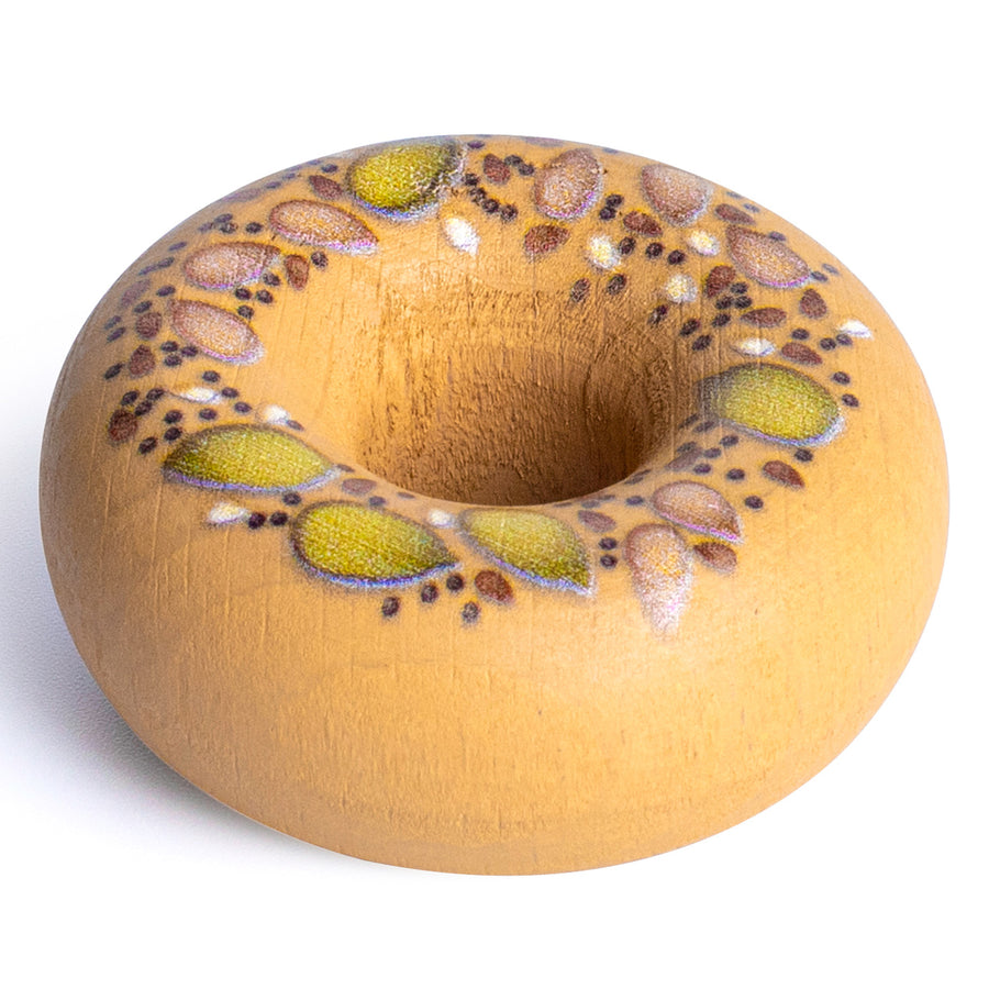 Erzi Bagel Wooden Play Food on a plain background.