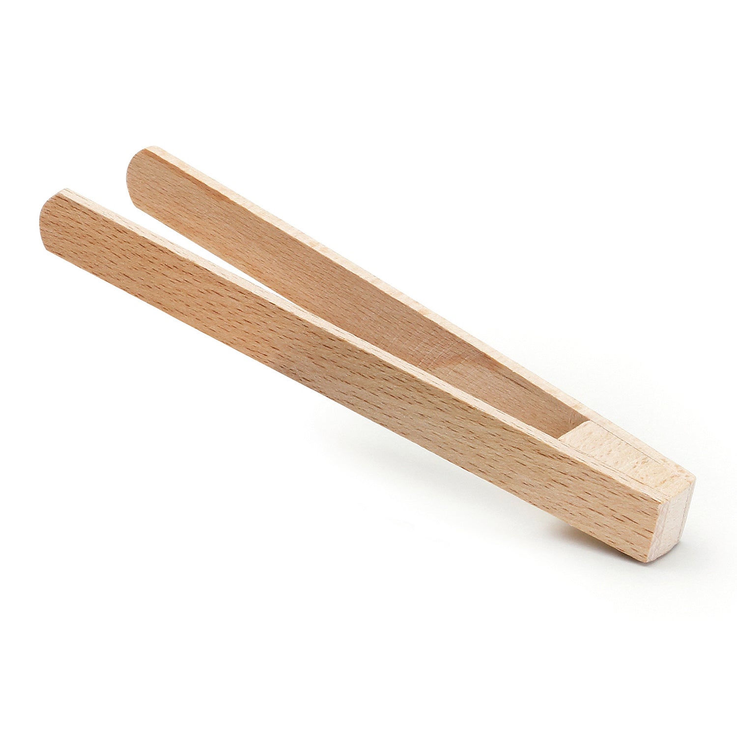 Erzi Barbeque Tongs Wooden Toy on a plain background.