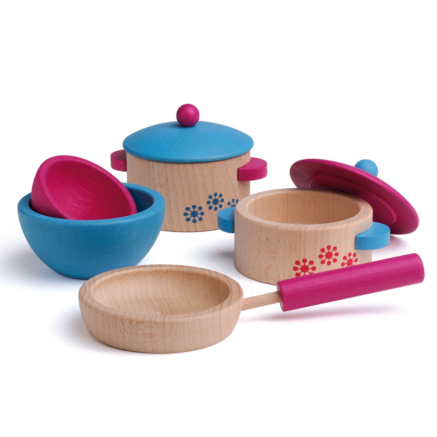 Erzi Wooden Toy Cooking Set on a plain background.