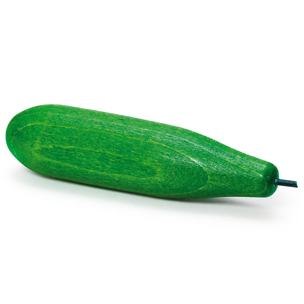 Erzi Cucumber Wooden Play Food on a plain background.