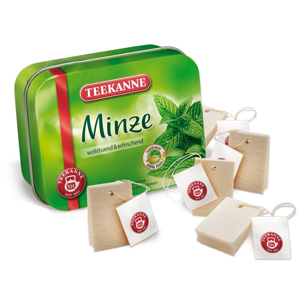 Erzi Peppermint Tea In A Tin Wooden Play Food Set on a plain background.