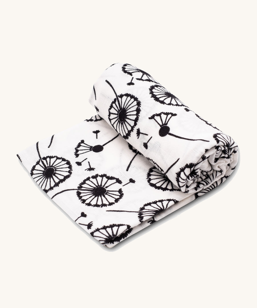 Etta Loves Extra Large Organic Cotton Baby Muslin Square - Dandelion, on a cream background