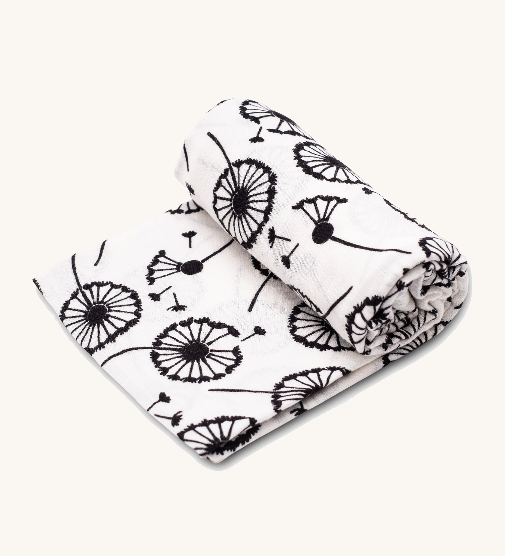 Etta Loves Extra Large Organic Cotton Baby Muslin Square - Dandelion, on a cream background