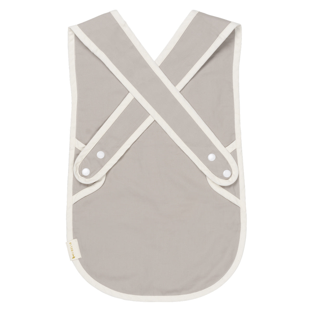 Back of the Fabelab kids grey cross back candycane bib on a white background