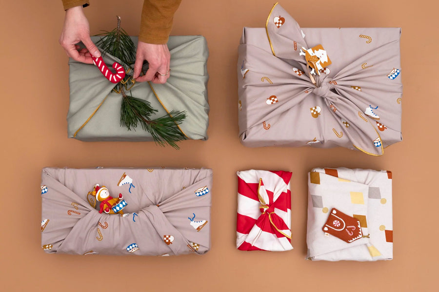 wrapped in the Fabelab organic cotton gift wrap