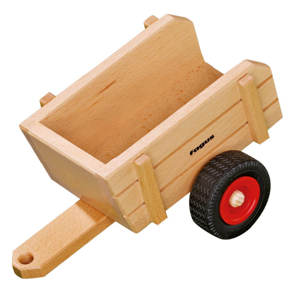 Fagus eco-friendly wooden farm cart toy on a white background