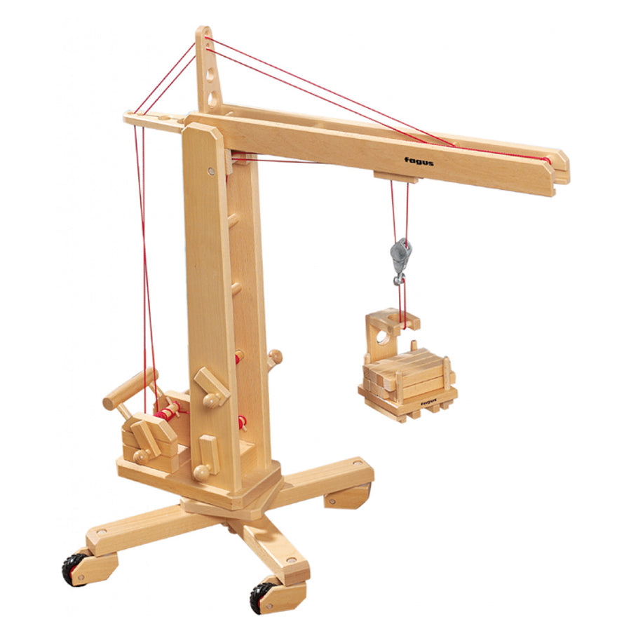 Fagus eco-friendly large wooden crane toy on a white background