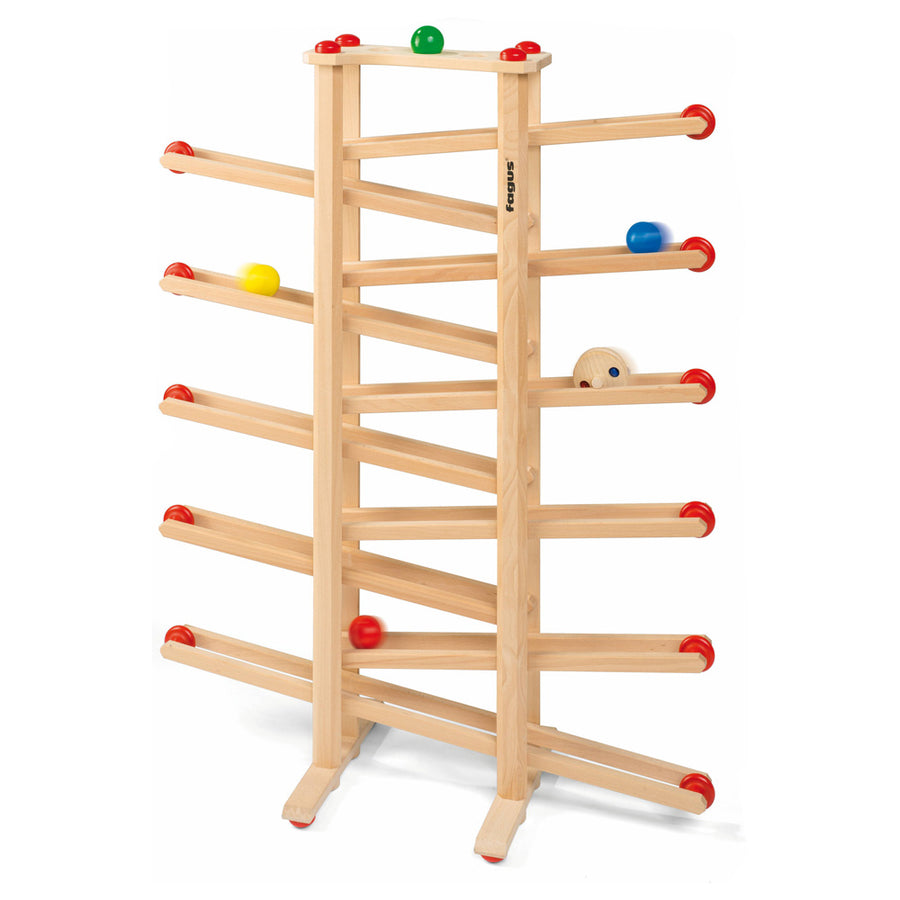 Fagus eco-friendly wooden xxl marble run toy set on a white background