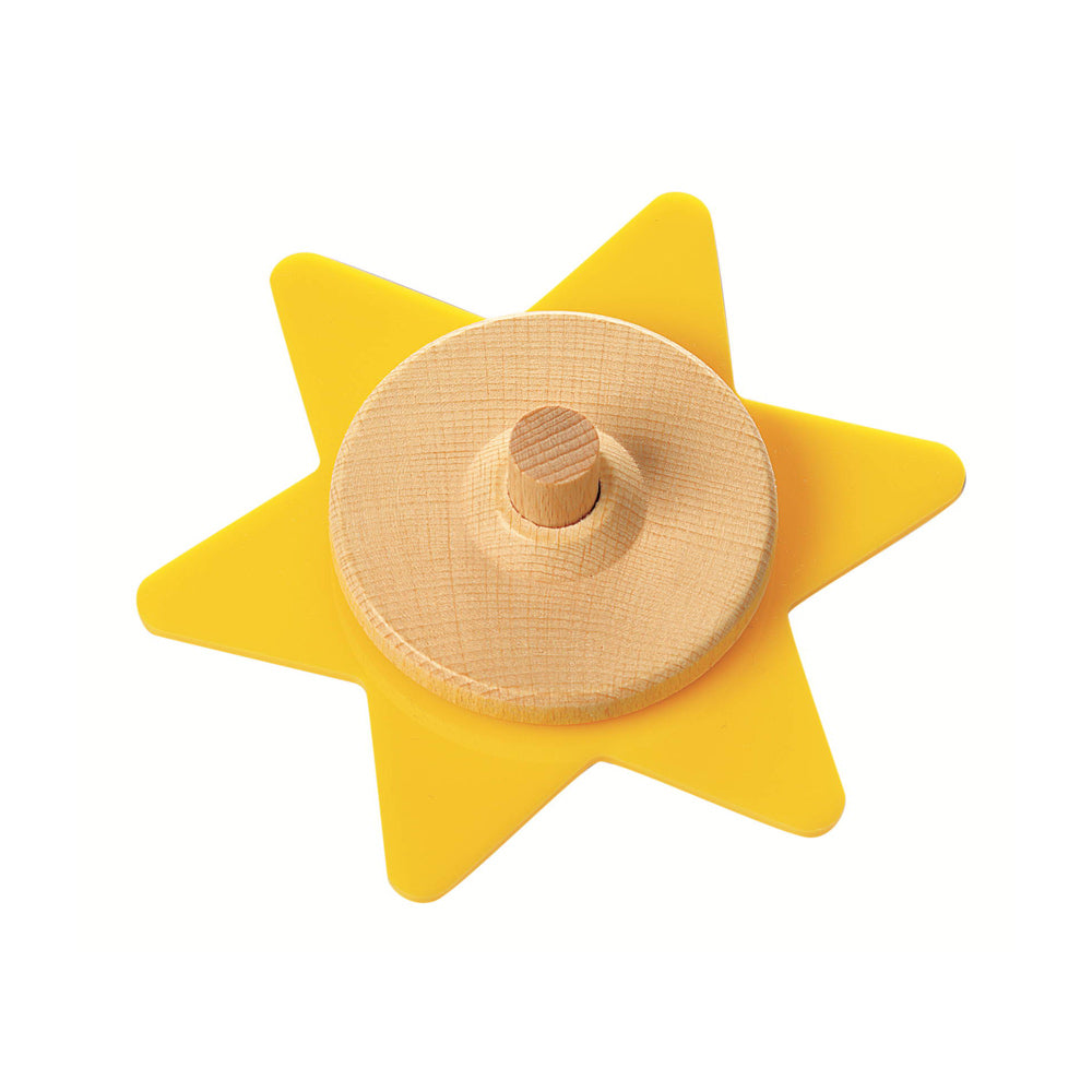 Handmade eco-friendly spinning sun toy on a white background