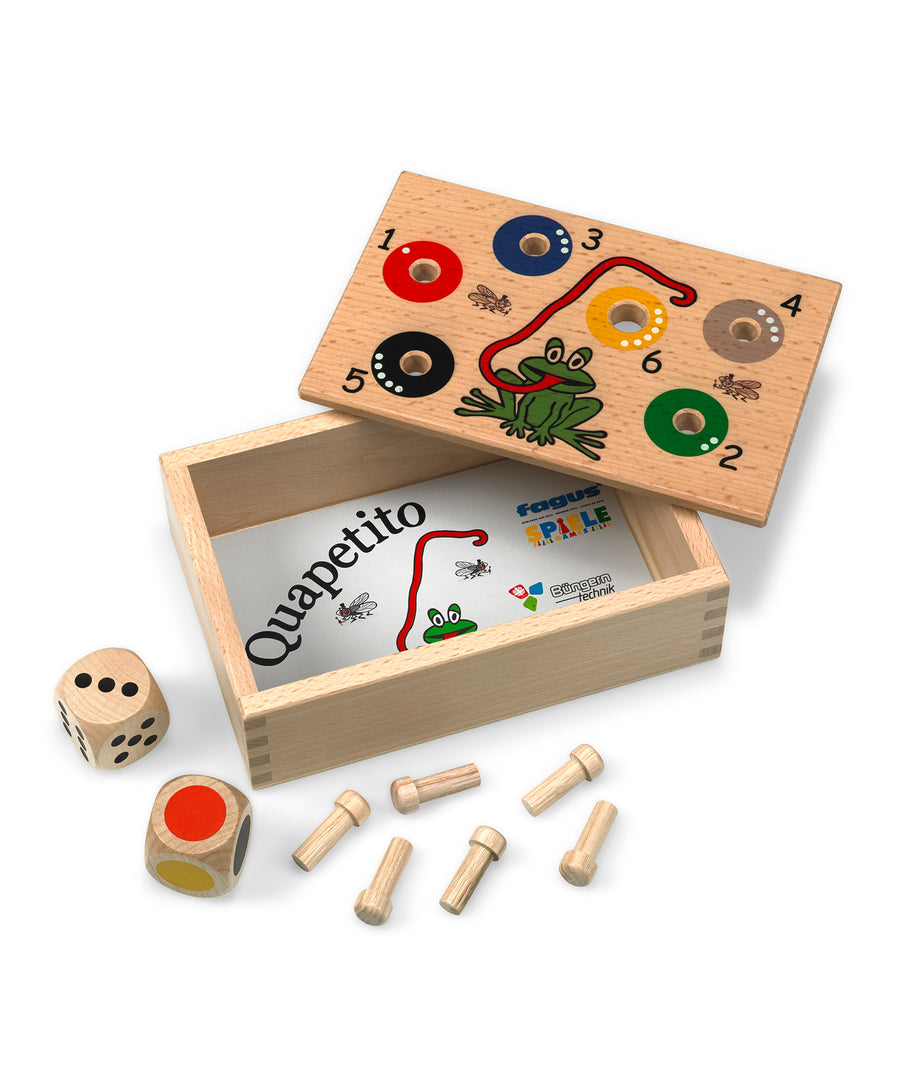  pegs and colourful illustration on the front of the game/storage box