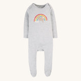 Frugi Easy Dressing Babygrow - Grey Marl / Sloth