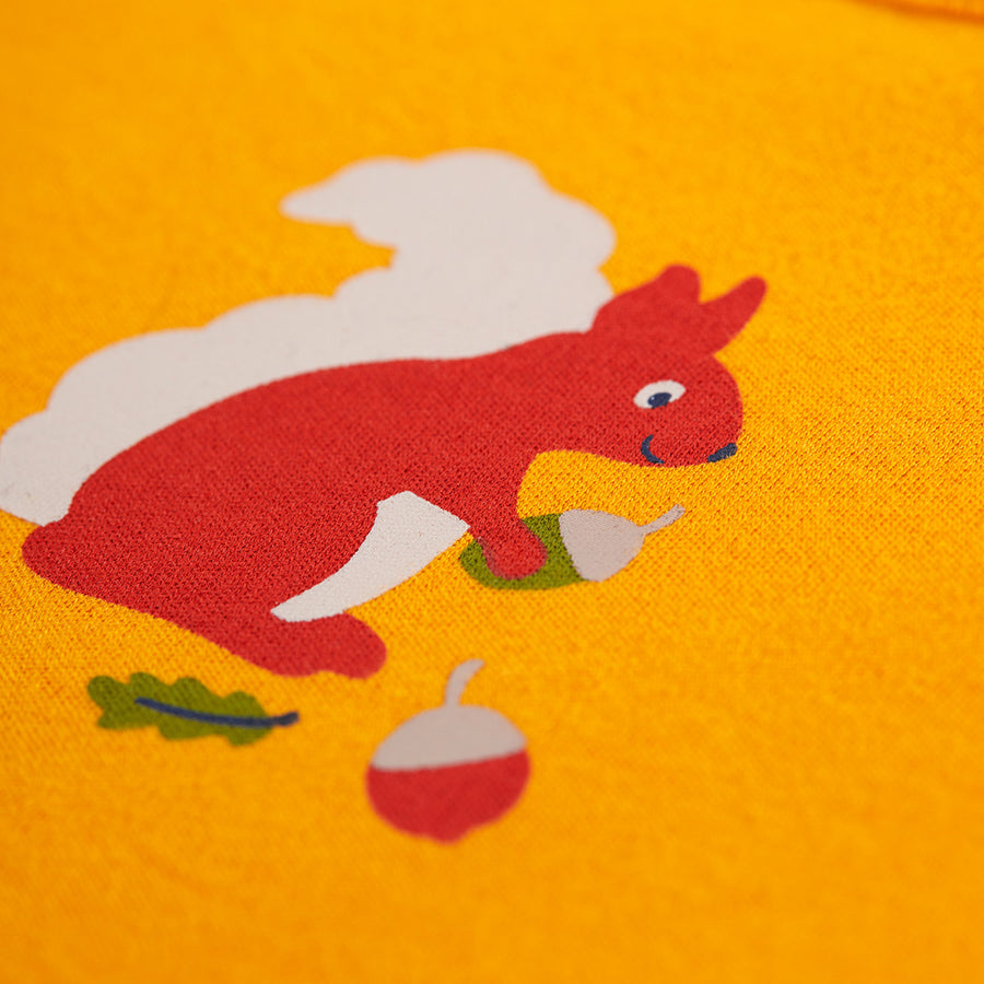 Squirrel detail on the Frugi Super Special Body 3-Pack - Indigo Woodland.