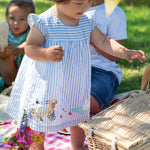 Frugi Birdie Body Dress - Beach Hut Blue Stripe