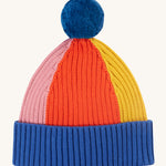 Frugi Rainbow Rib Bobble Hat - Blue Tang/Rainbow