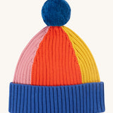 Frugi Rainbow Rib Bobble Hat - Blue Tang/Rainbow